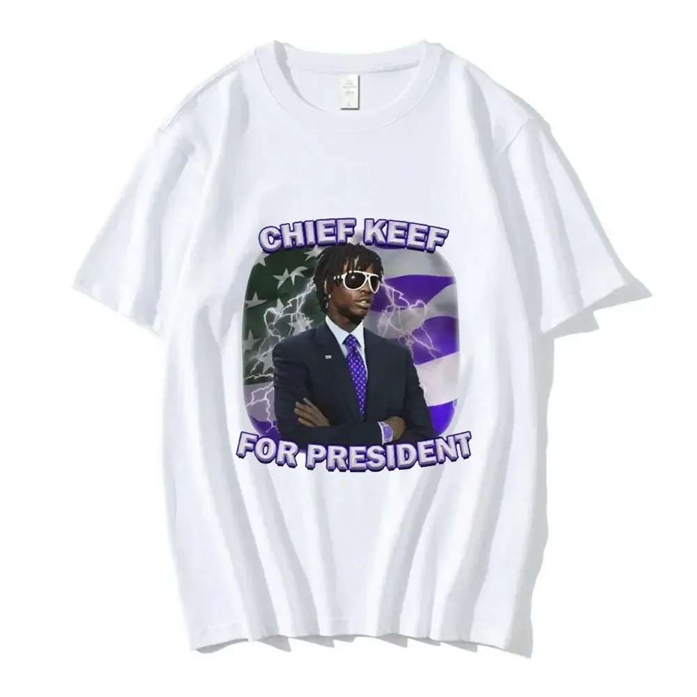 Men Cotton Hip Hop Oversized Tshirt Short Sleeve T Shirt Streetwear Tops Tee Rapper Chief Keef for President Print funny style