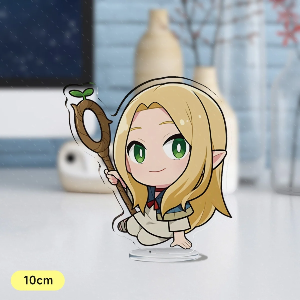 Ornamen tampilan meja Model 10CM tampilan figur berdiri akrilik liontin jahit dan Anime lezat di Dungeon Meshi Lilo