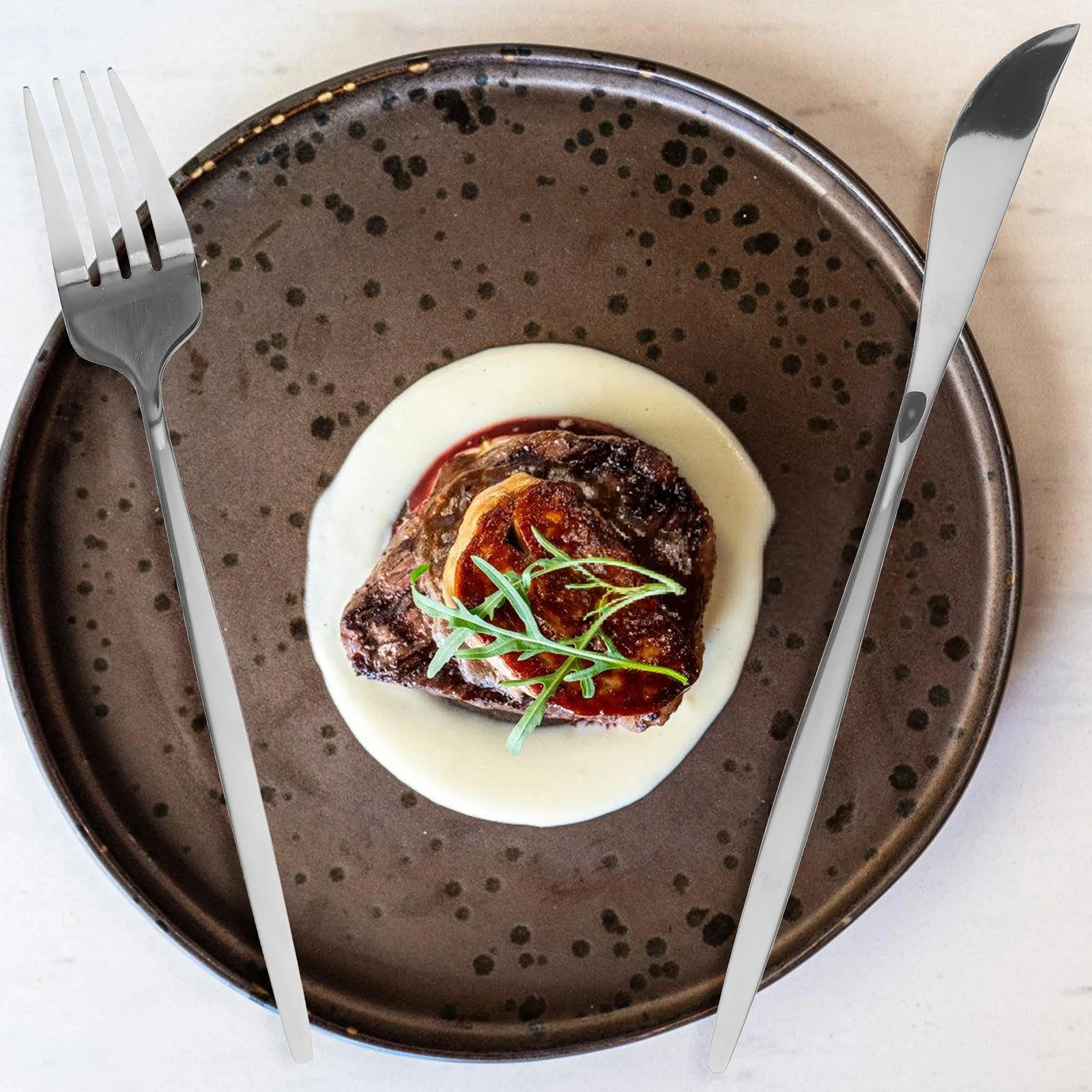 

1 Set Stainless Steel Cutlery Set Fork Spoon Knife Teaspoon Flatware Kit For Wedding Birthday Camping Steak Dinner Utensils Sets