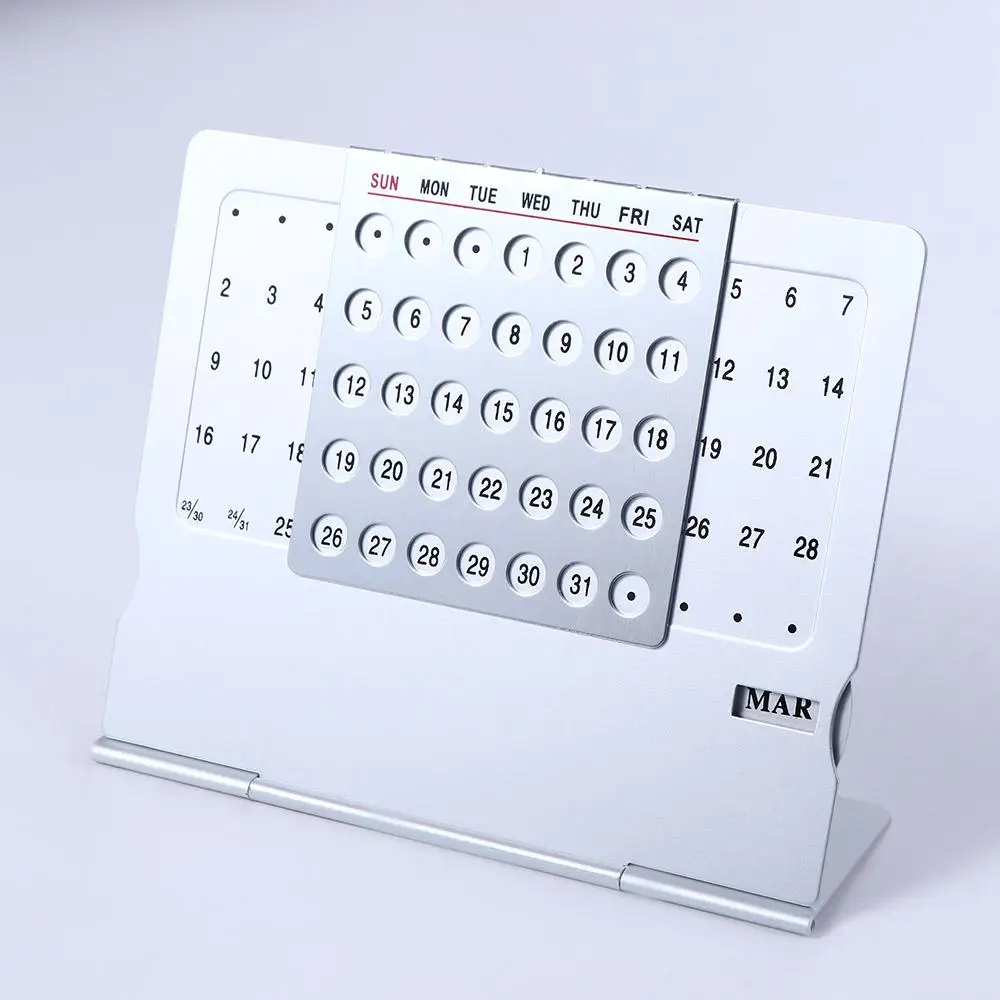

School Office Supplies Home Room Decoration Aluminum Alloy Perpetual Calendar Schedule Planner Desktop Calendar Yearly Calendar