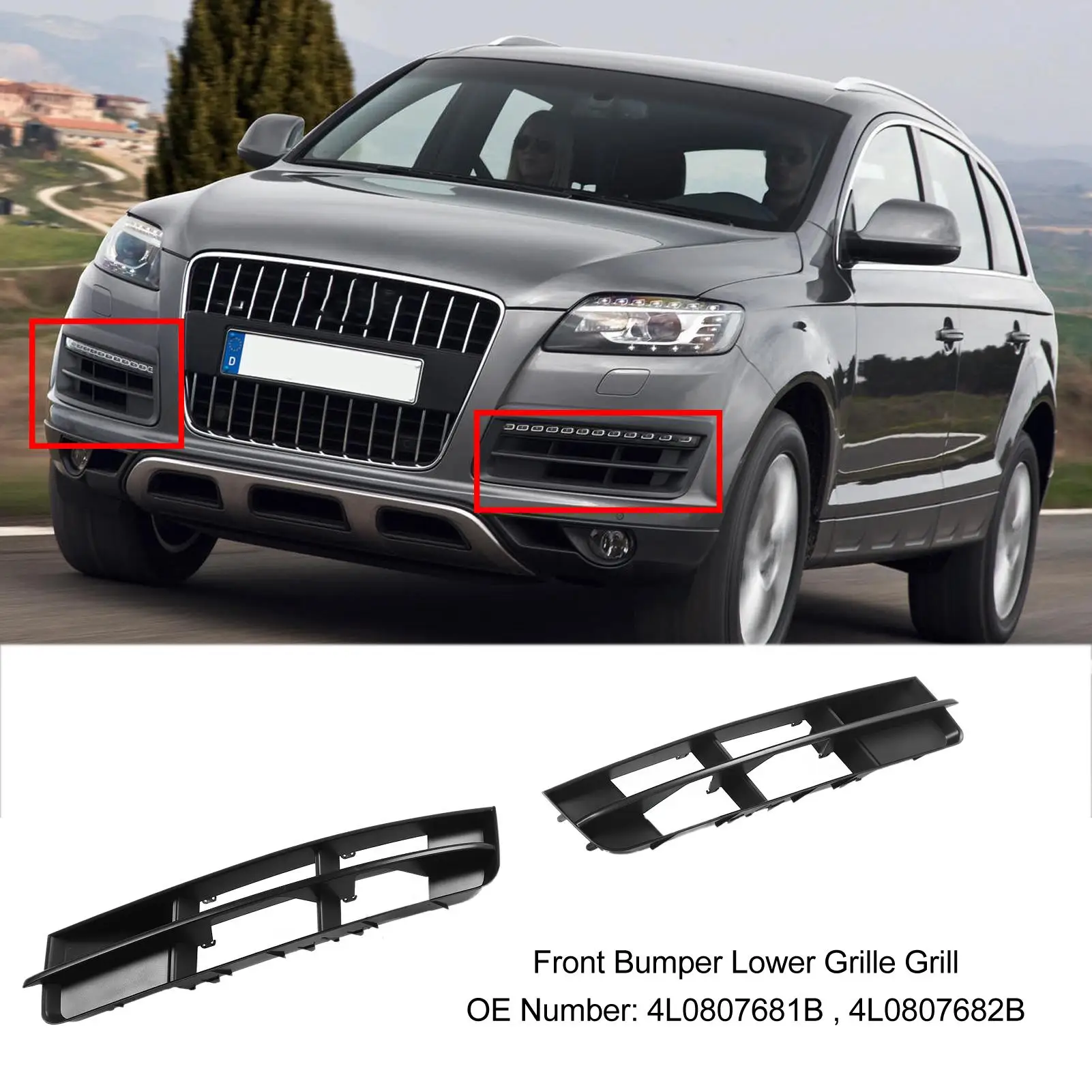 4L0807681B Left Right Turn Signal Light Grille Easy Installation Front Bumper Lower Grille Grill High Strength for q7 Facelift