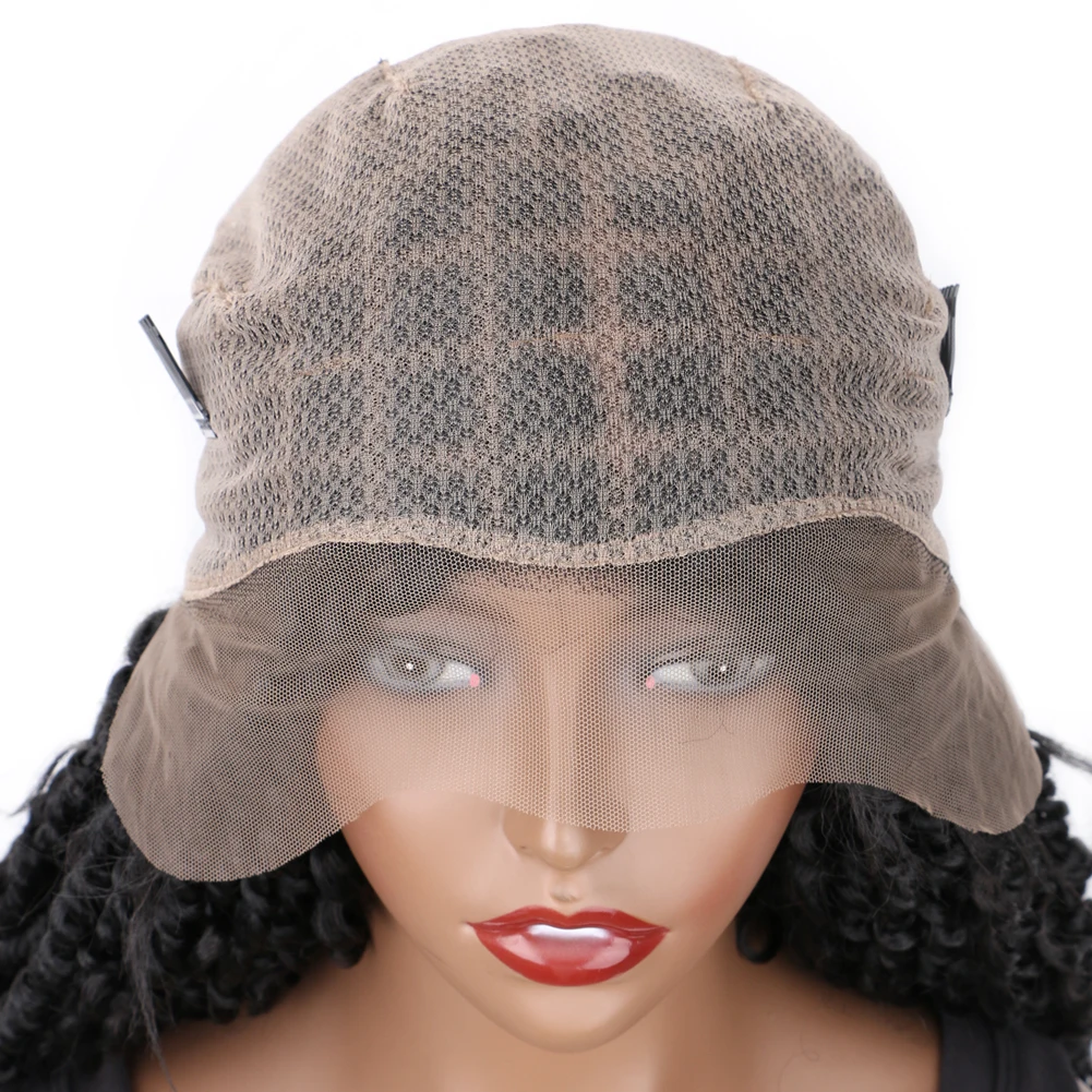 Parrucche intrecciate senza nodi in pizzo pieno da 36 pollici per le donne Parrucca sintetica con treccia a scatola con parrucche piene in pizzo intrecciate per capelli da bambino con estremità ricci