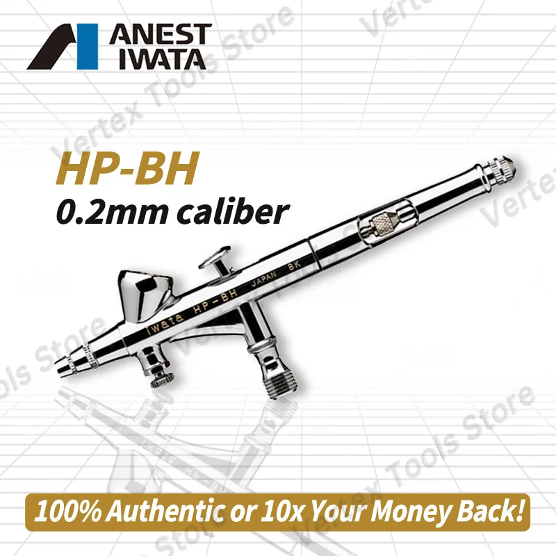 Original Iwata HP-BH Airbrush 0.2mm High Precision Double Action Gravity Feed Spray Gun for Model Painting, Nail Art, Car Touch