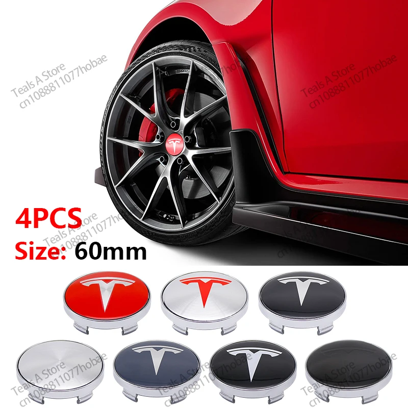 4pcs/set 60mm tesla Car Wheel Center Hub Cap Cover Emblems Sticker Car Logo car styling accessories for Tesla Model 3 Y S X