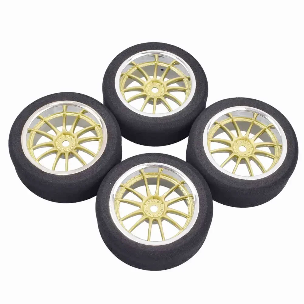 

12mm Hex RC Racing Cars Accessories 4Pcs Set Racing Foam Tire Wheel Rim Set For HSP HPI 1/10 On-road RC Car