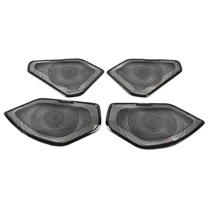 For Toyota RAV4 2019-2021 Steel Car Inner Door Audio Speaker CoverCar Corner Sound Frame Trim Protection Silver & Black 4pcs