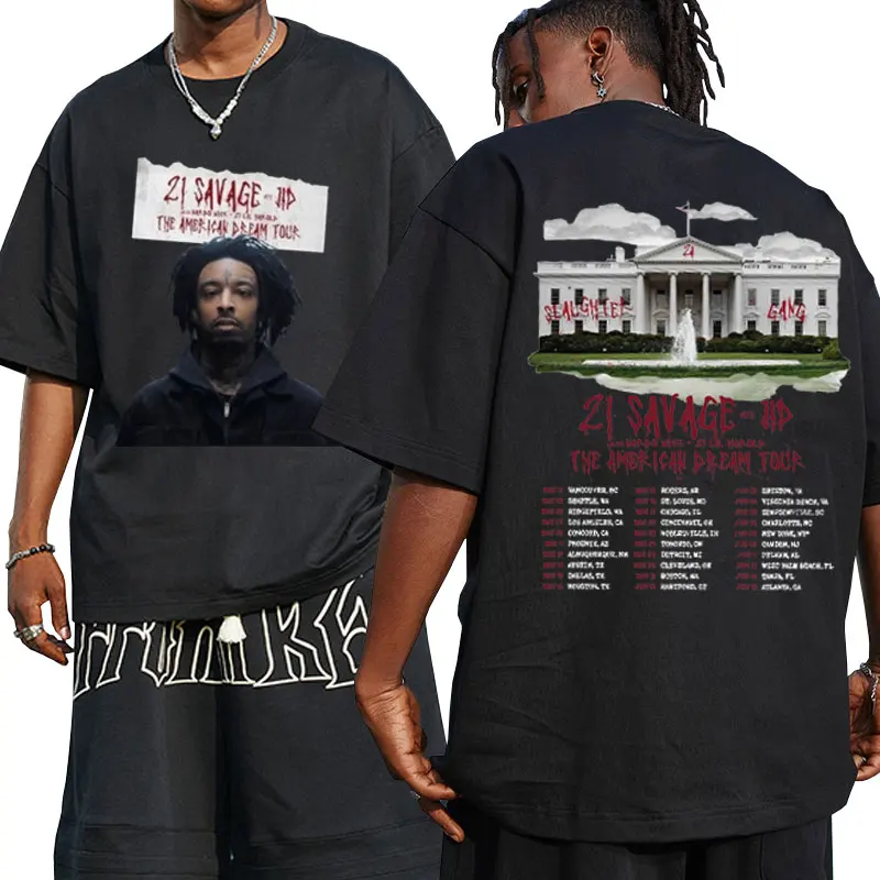 

Rapper 21 Savage Tour 2024 T-shirt The American Dream Tour T Shirt Men Women Clothes Rap Hip Hop Concert Tee Shirts Streetwear