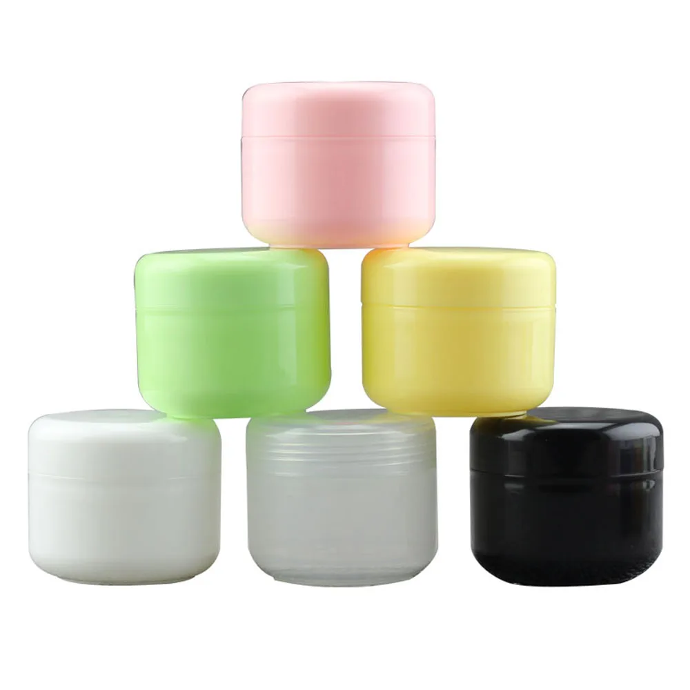 5Pcs 10-100g Plastikowe pojemniki z pokrywkami i wkładkami Słoiki podróżne Butelka na balsam Pudełka na krem do twarzy Makijaż Pasta do pielęgnacji włosów