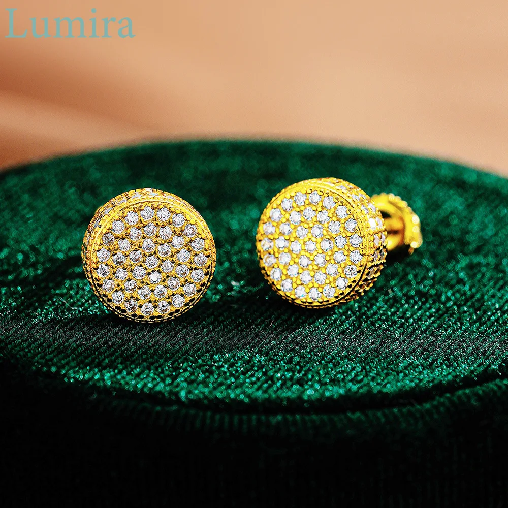 

Lumira Round Platinum PT950 Earrings Screw Section Classic Full Set Moissanite 18K Gold Stud Earrings Women's Ear Jewelry