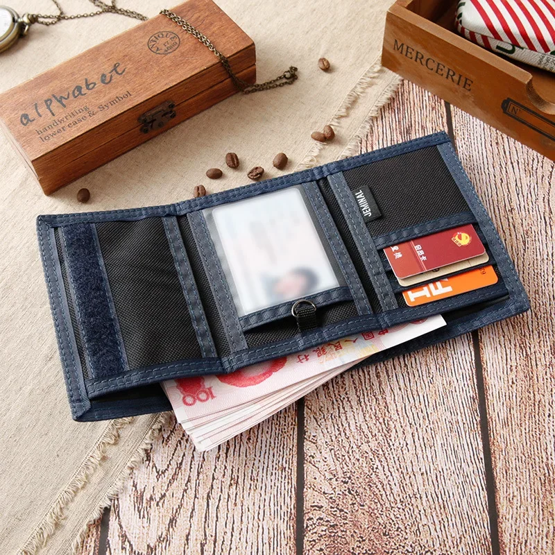 Fashion Male Purses Canvas Wallet ID Cards Holder Mens Short Wallets Fold Money Bags Zipper Change Coin Purse Pocket Notecase