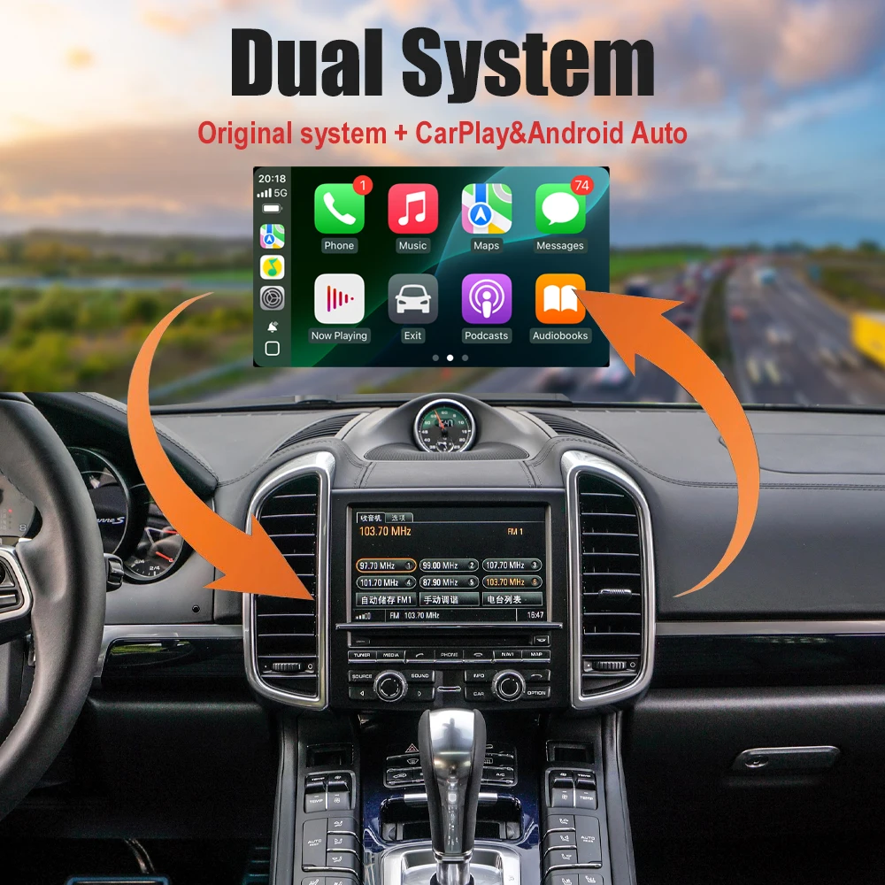 Module Wireless CarPlay Android Auto Adapter Box BT Host For Porsche Macan Cayman Cayenne Panamera Boxster 911 718 Camera Input