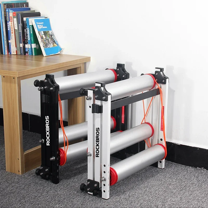 ROCKBROS Bicycle Rollers Trainer MTB Road Bike Indoor Exercise Stand Aluminum Alloy Silent Home Cycling Training Rack Folding