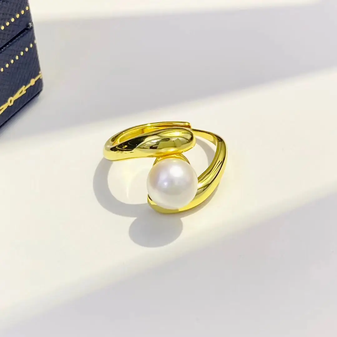 Wholesale S925 Sterling Silver Adjustable Ring Mount Settings Findings Mountings Accessory Parts for 7-8mm Pearls 5pcs/lot