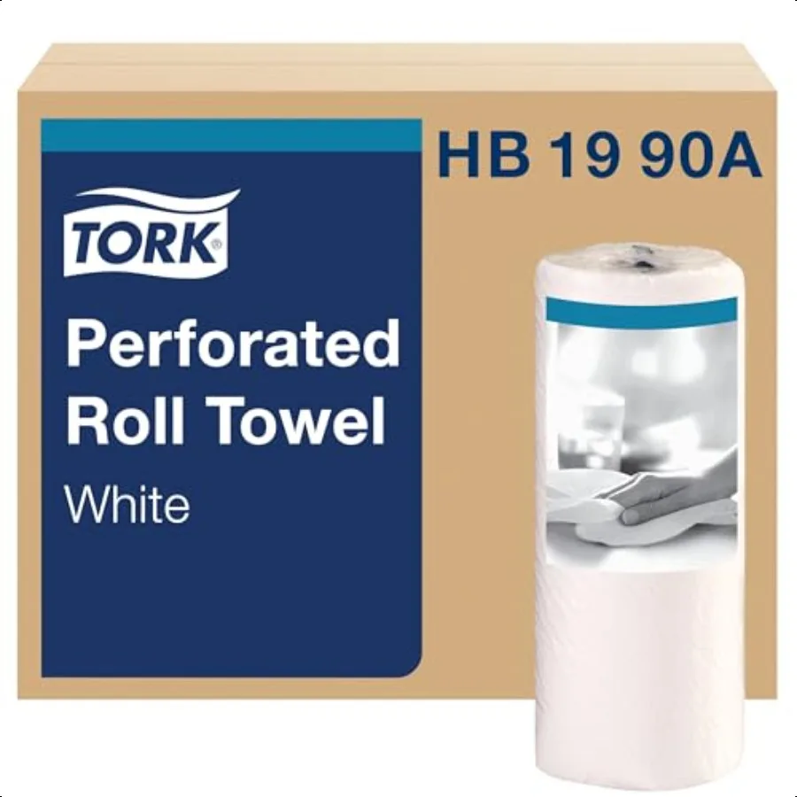 Tork HB1990A Asciugamano in rotolo di carta perforata 2 strati 11 larghezza x 9 lunghezza Bianco Custodia da 30 rotoli 84 per rotolo 2 520 asciugamani