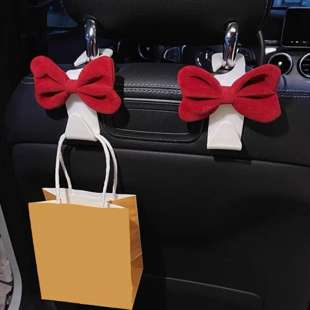 Bag Hanger Car Headrest Hooks with Cute Bow Design for Easy Installation Versatile Storage Organization Auto Decor Car Storage