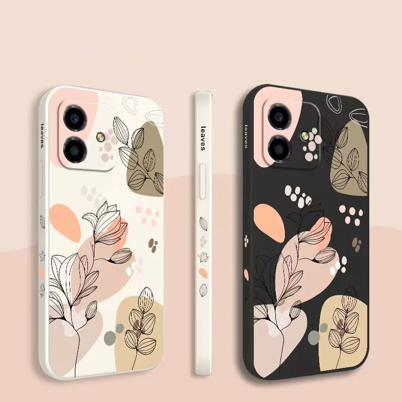 Abstract Plants Flower Silicone Phone Case for iPhone 17 13 12 11 14 15 16 Pro Max Case iPhone 16Plus 16E 17Air Shockproof Cover