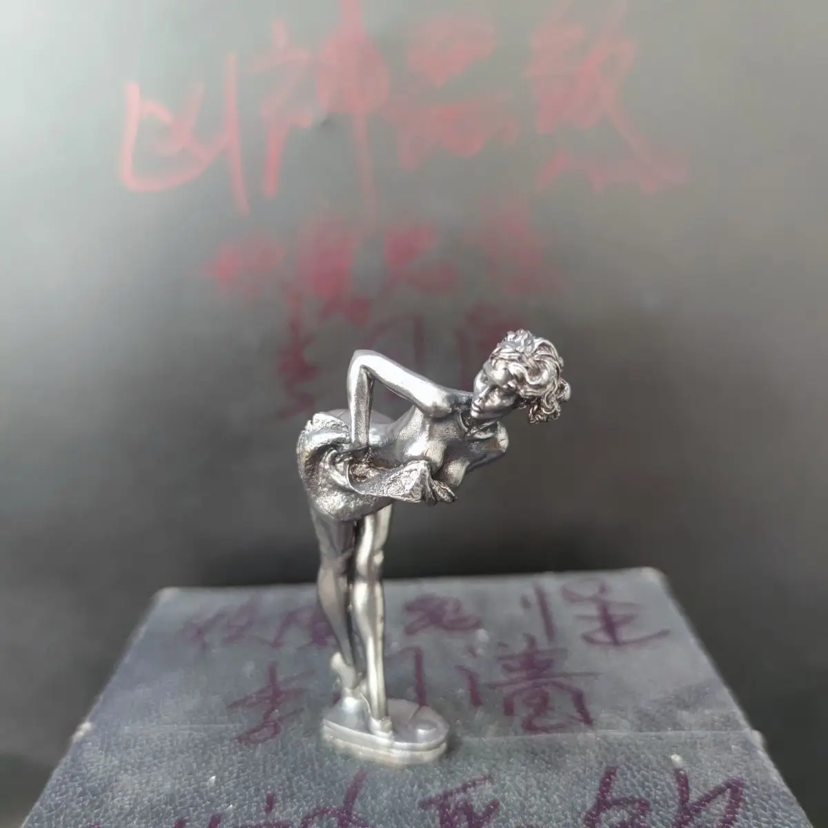 

​​Antique Copper Anime Girl Figurine in Swimsuit - Mini Anime Collectible for Home and Desk Display​ Statue​​