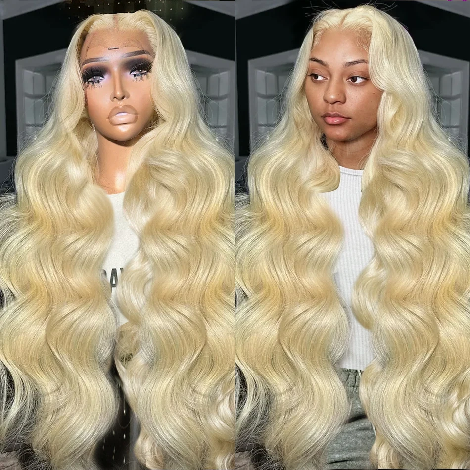 Rosabeauty 40 Inch Body Wave 613 Blonde Transparent 13x6 HD Lace Front Human Hair Wigs 13X4 Frontal Hair Wig For Women