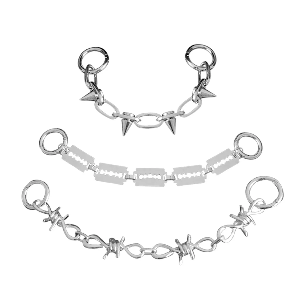 

3pcs Shoe Chains Punk Style Charms Decorative For Sandals Sneakers Boots Shoe Accessories Replacement Chains Decorations