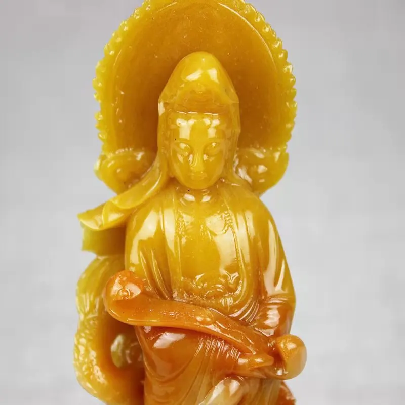 Hand carved Shoushan stone Guanyin ornaments furniture decoration statue  living room decoration