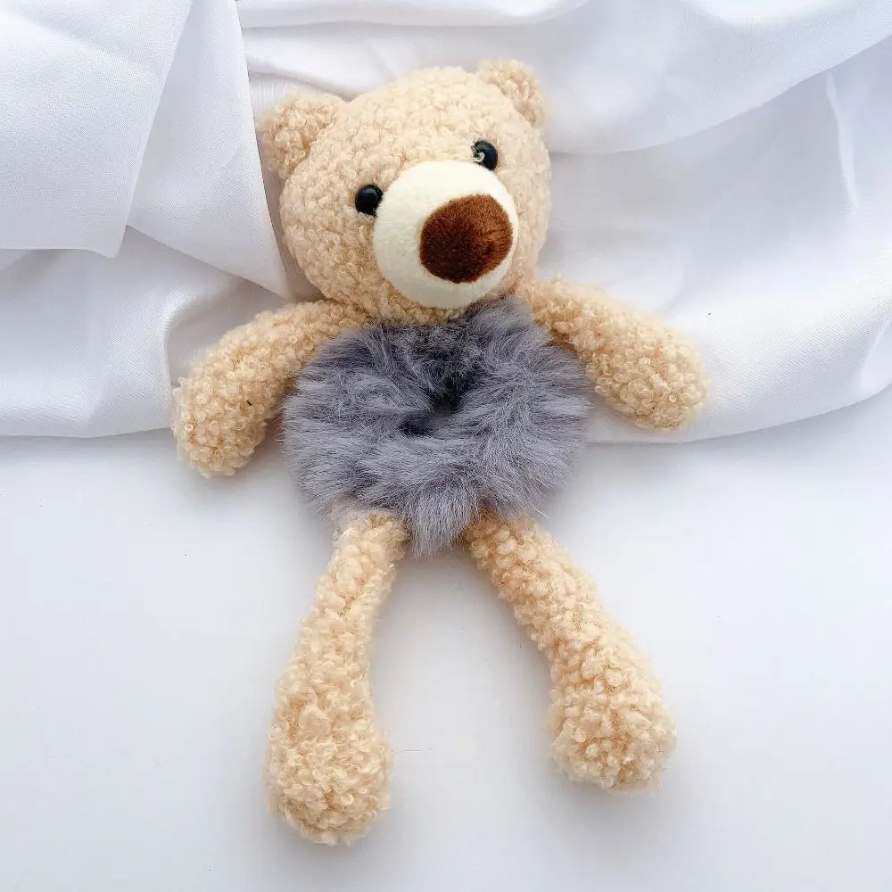 1 шт., прочные милые резинки для волос с медведем для девочек, мягкая резинка для волос из искусственного кроличьего меха, теплая плюшевая веревка для волос, аксессуары для волос