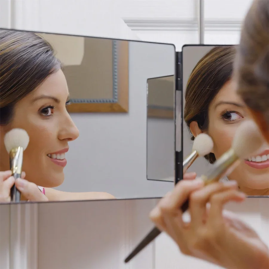 3-drożne lusterko do samodzielnego strzyżenia włosów 360 Trifold Lusterko do strzyżenia włosów dla mężczyzn i kobiet Lusterko do makijażu z przenośnymi regulowanymi haczykami