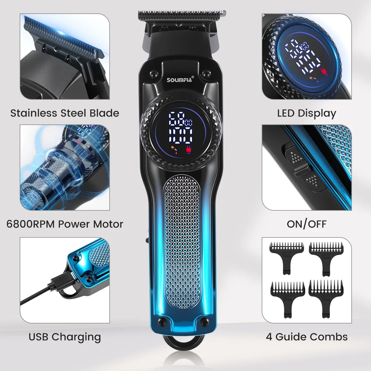 Solimpia Electric Hair Clipper Oil Head Carving Haircut Machine Barber Shop Head Set Professional Trimmer Razor