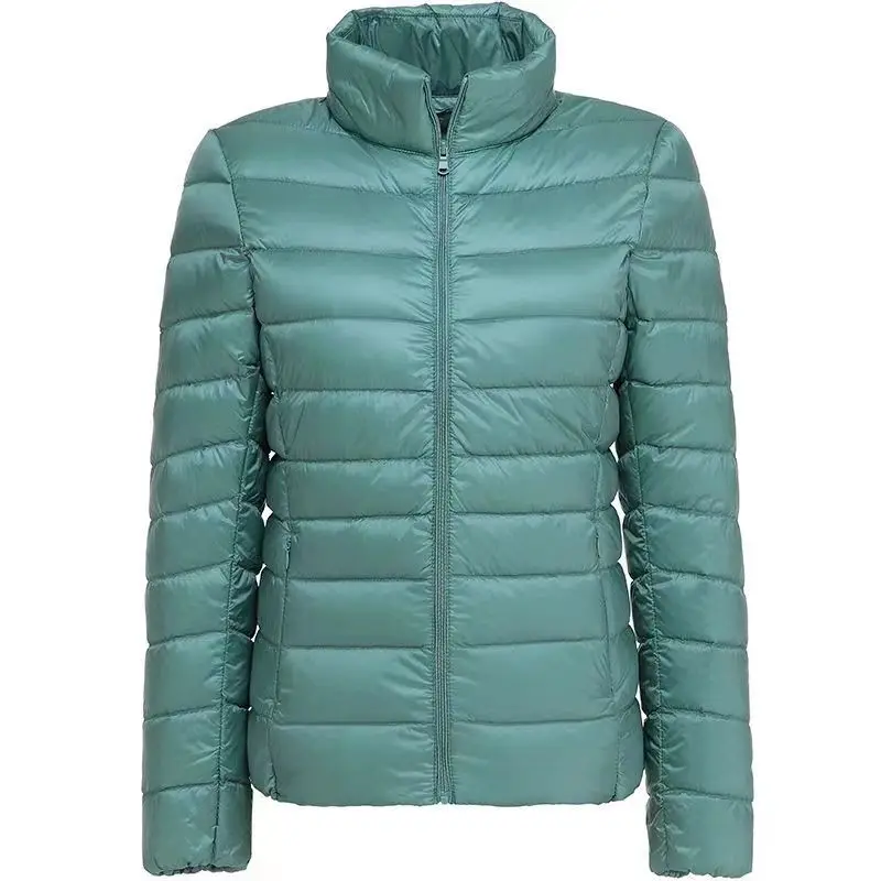 Short Slim Fit Puffer Jacket voor dames met staande kraag, Ultra Light Weight, Winddicht, Witte Eend Down Jas, Winter, Herfst, Nieuw