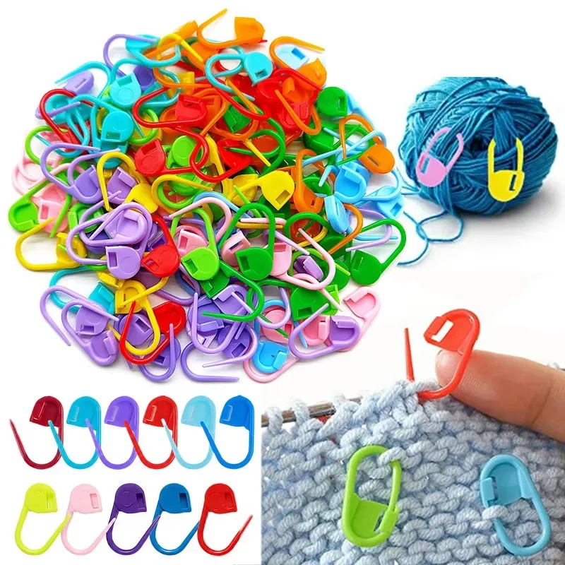 100/200/300/400/500/600Pcs Mixed Color Mini Resin Clips | Locking Stitch Markers for Knitting, Crochet & Sewing DIY Tools