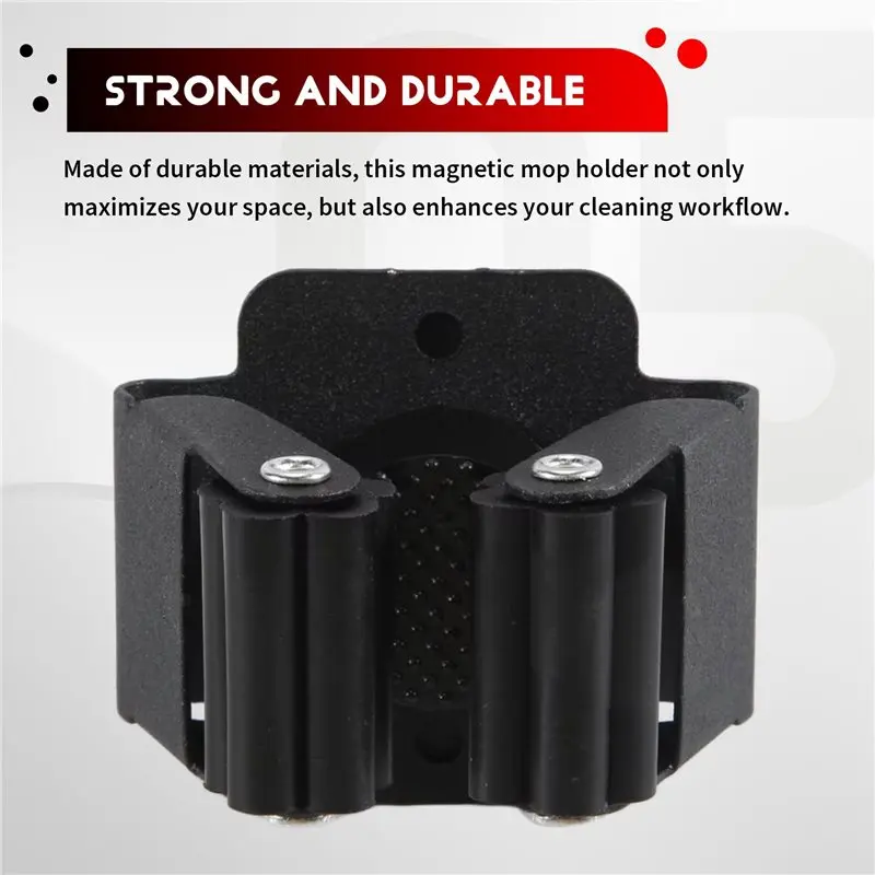 【FLASH DEAL】4 Pcs Magnetic Mop Broom Holder Movable Magnetic Broom Holder Rack, Anti Slip Wall Mounted Utility For Cleaning Tool - view 3