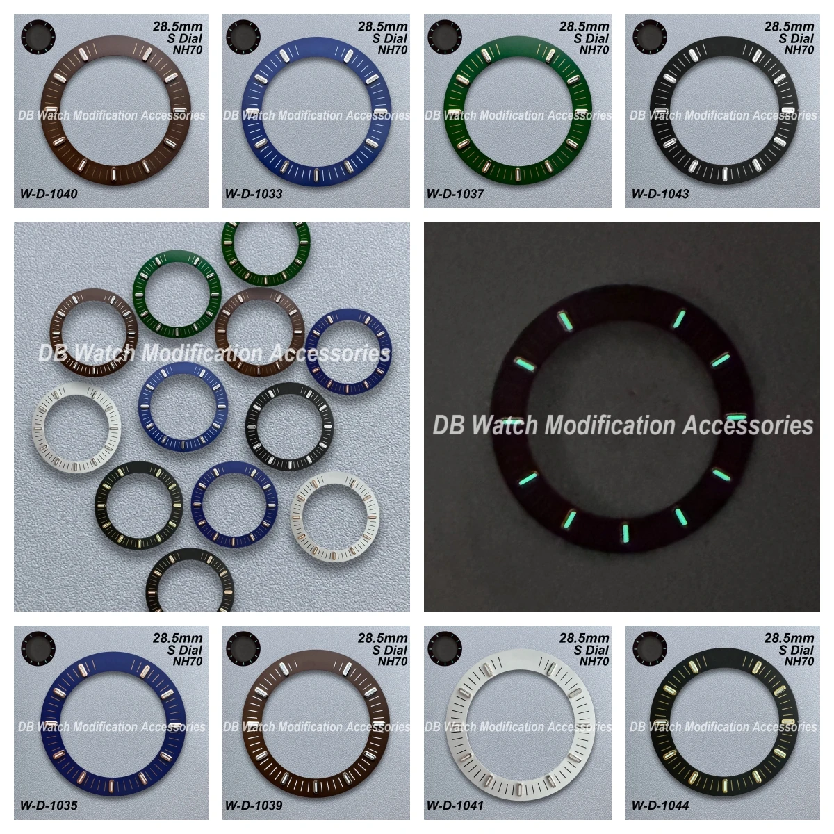 

28.5mm S Logo Hollow Out Dial New Fit NH70 Movement Green Luminous Watch Modification Accessories