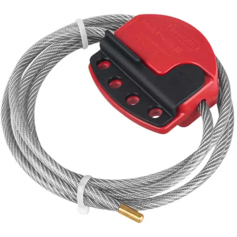 Adjustable Cable Lockout Tagout Locks Red Nylon Cable Lockout Device With Stainless Steel Cable Prevent Accidental Operat