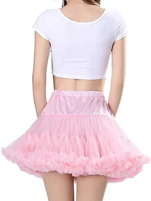 Womens 3-camadas plissado tule tutu puffy festa saia cosplay 2021