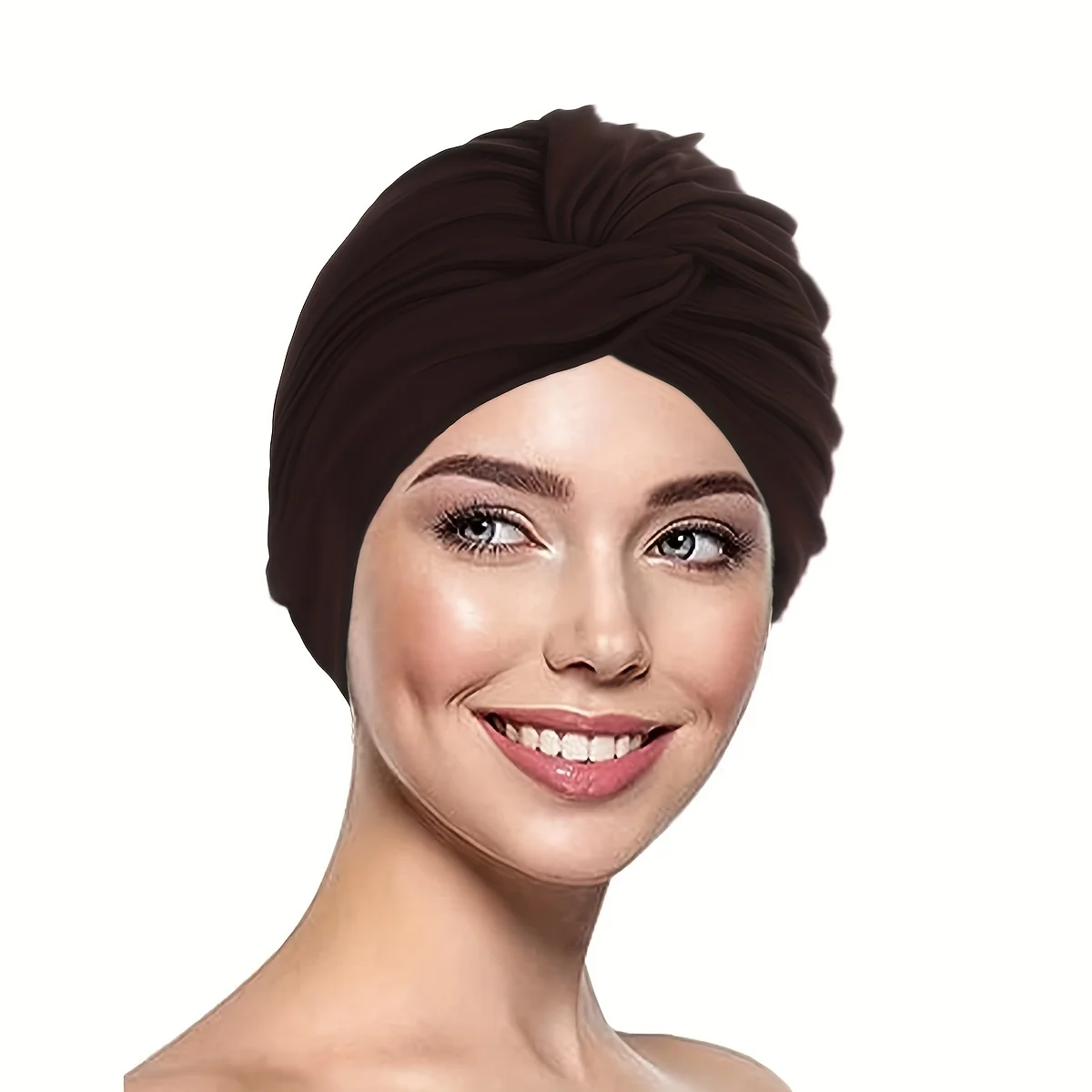 Women\'s Pleated Turban, Solid Color Pre-tie Breathable Head Wraps, Fashion Stretchy Head Scarf Cap, Chemo Hat