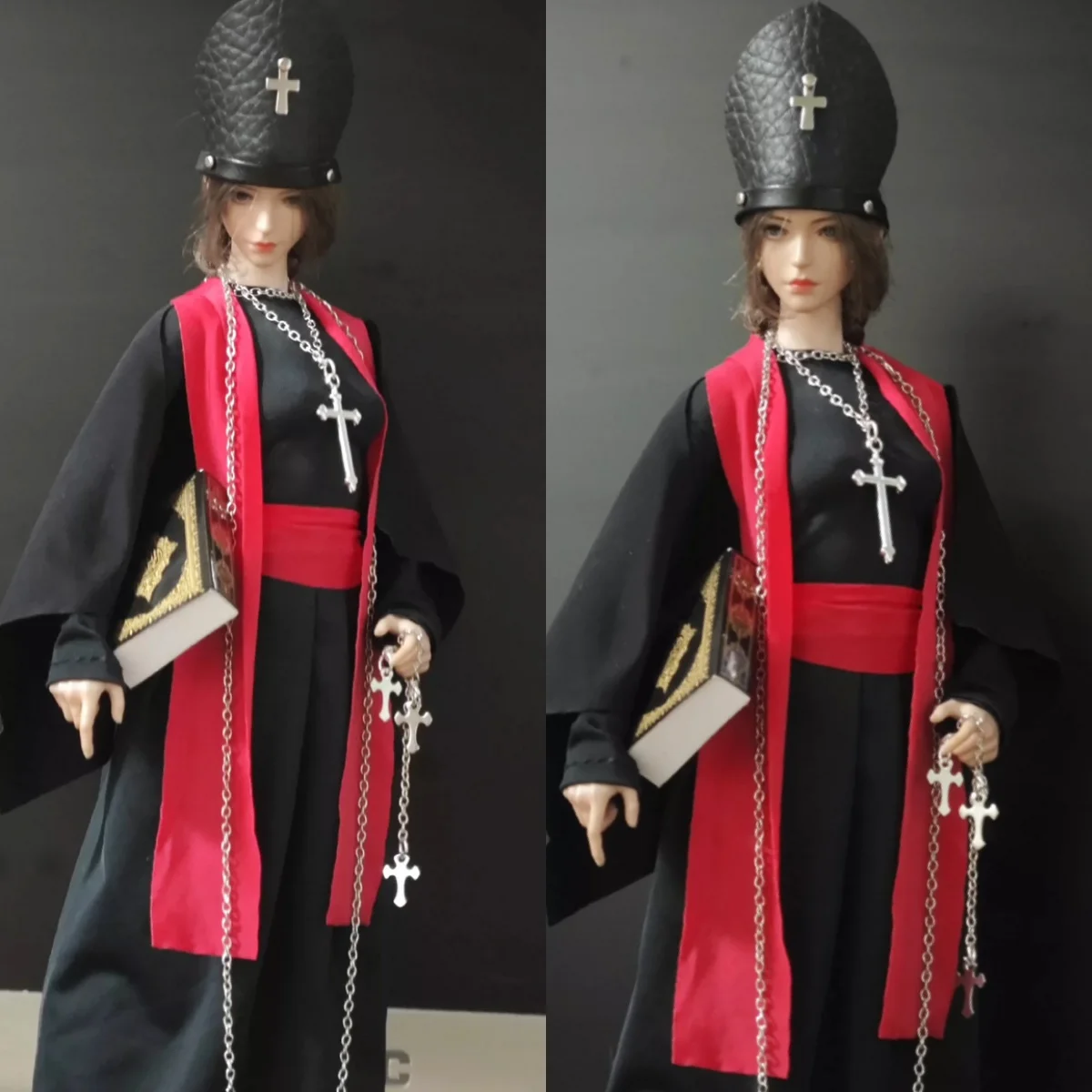 

[No Figure] 1/6 Scale Female Warrior eligious Robe Red Black Set Clothing Set For 12inch Action Figure Model Fans﻿ ﻿
