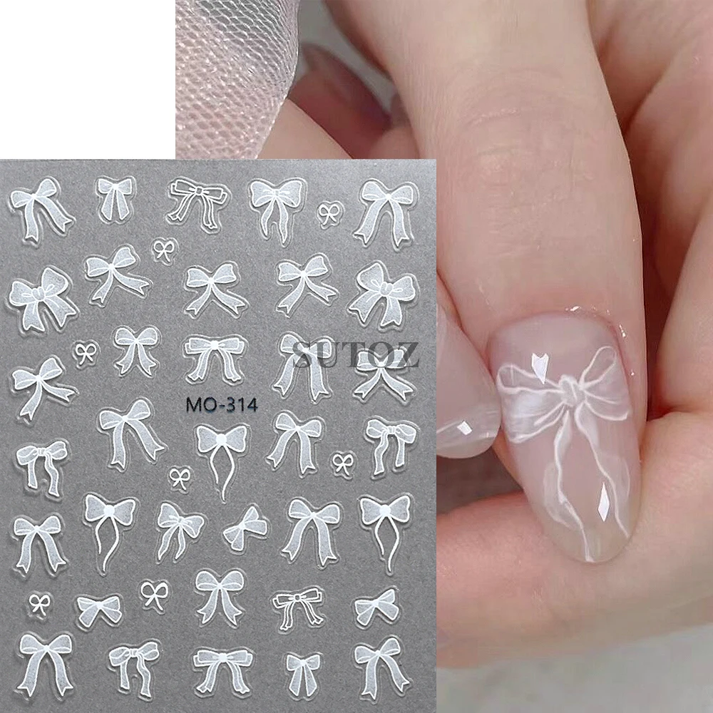 3D Nail Ribbons Stickers Bows Nail Charms Cute Silk Bowknot Decals Y2K Nail Design Siders Kawaii Manicure Accessories GLMO-312