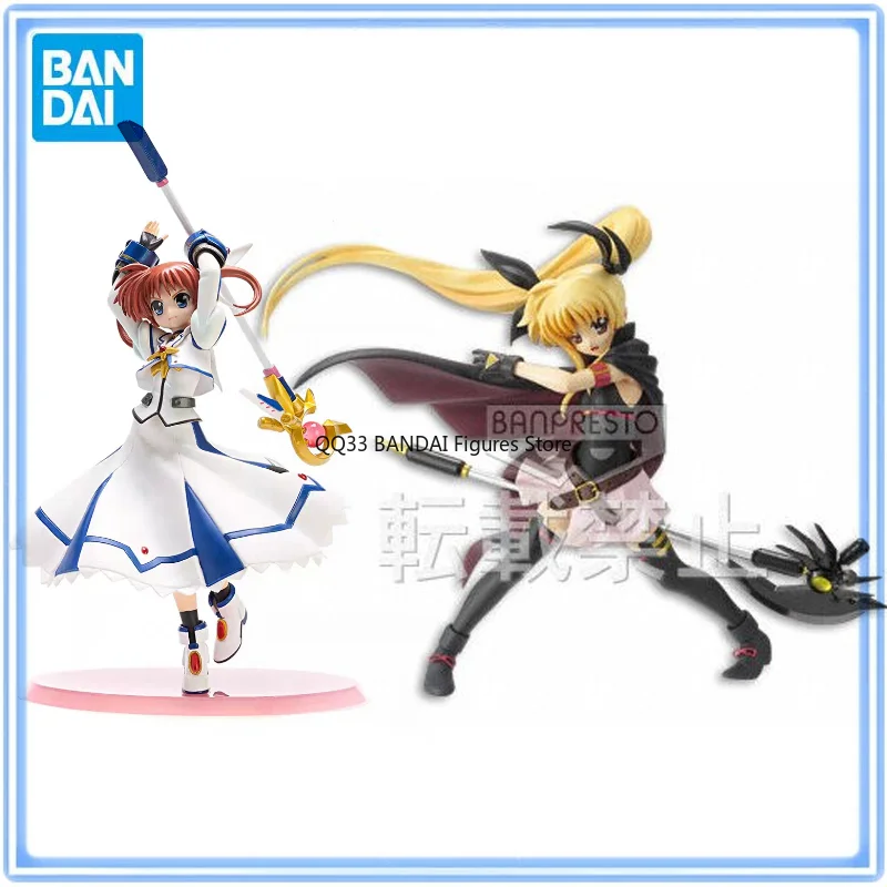 BANDAI Original SQ Figure Magical Girl Lyrical Nanoha Fate Testarossa Nanoha Takamachi Action Model Desktop Decoration