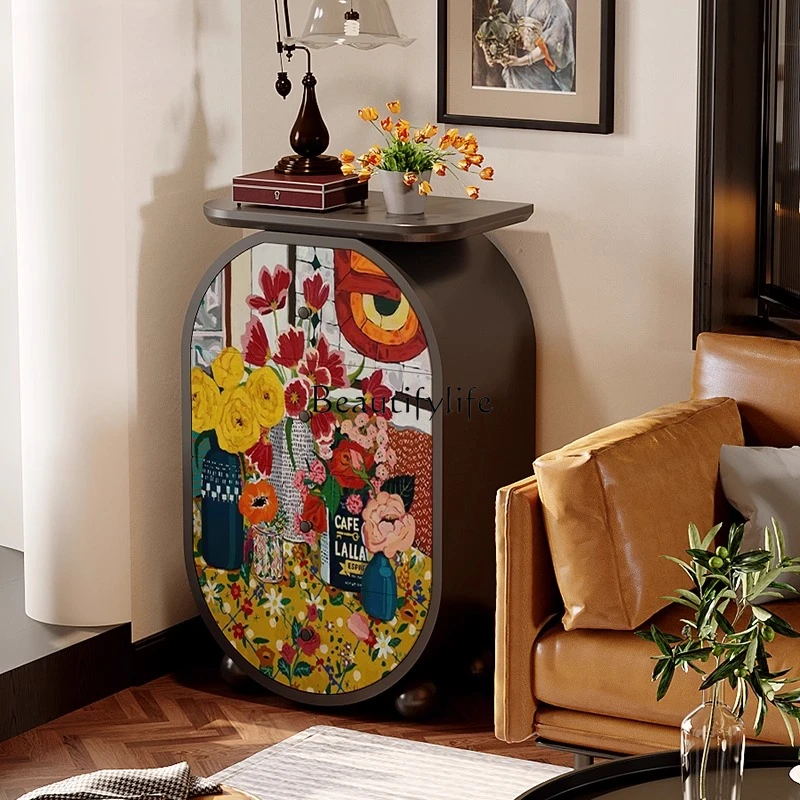 

Vintage floral premium black four-chest cabinet storage drawer cabinet