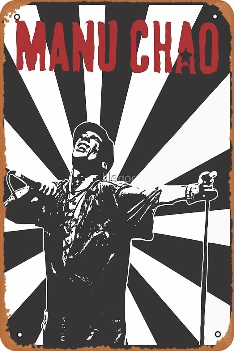 Manu Chao Poster Retro Metal Tin Vintage Sign 12 X 8 Inch Home Bar Man Cave Wall Decor