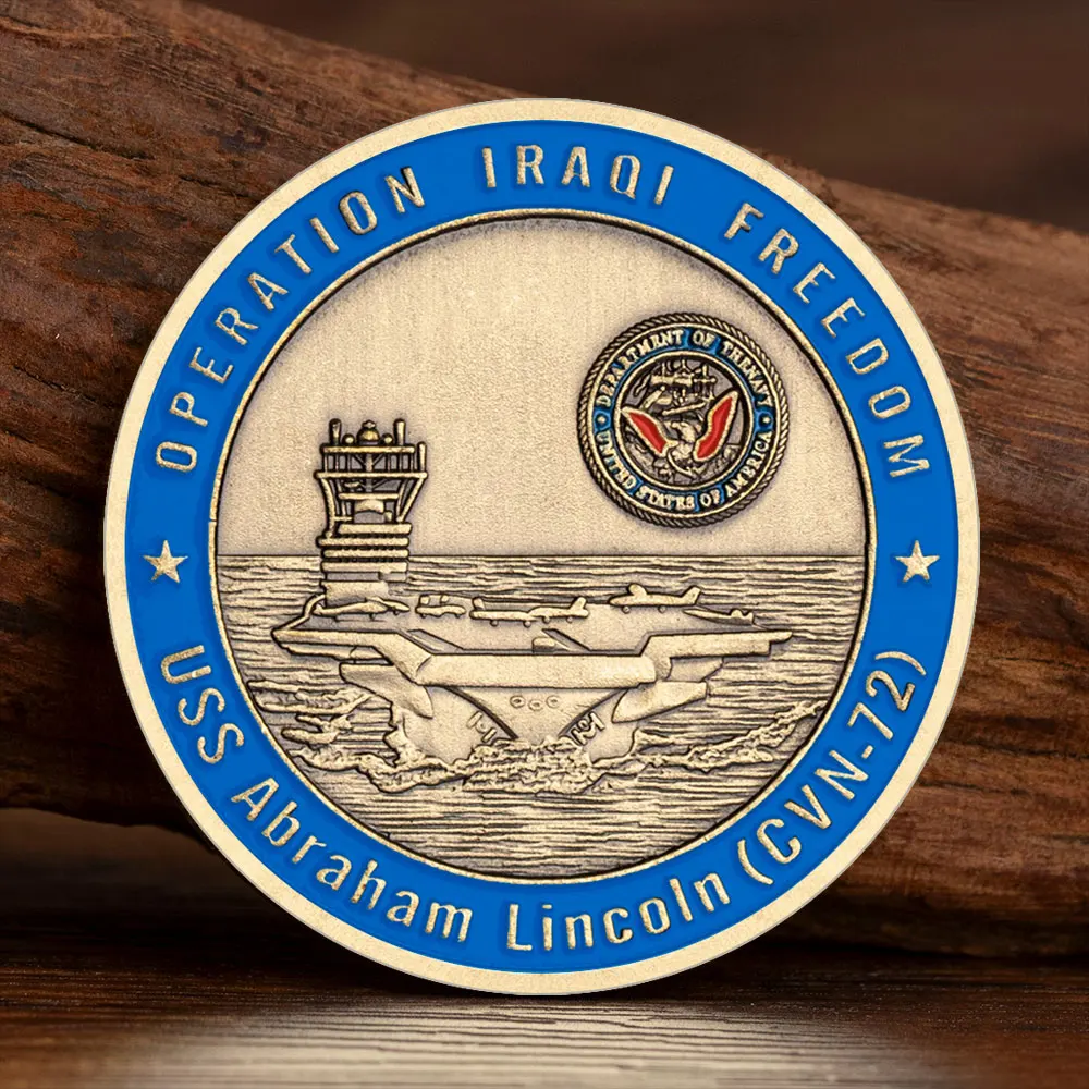 USA Ahraham Lincoln Operation Iraqi Freedom Souvenir Coin Bronze Plated Aircraft Carrier Commemorative Coin Collection Gift