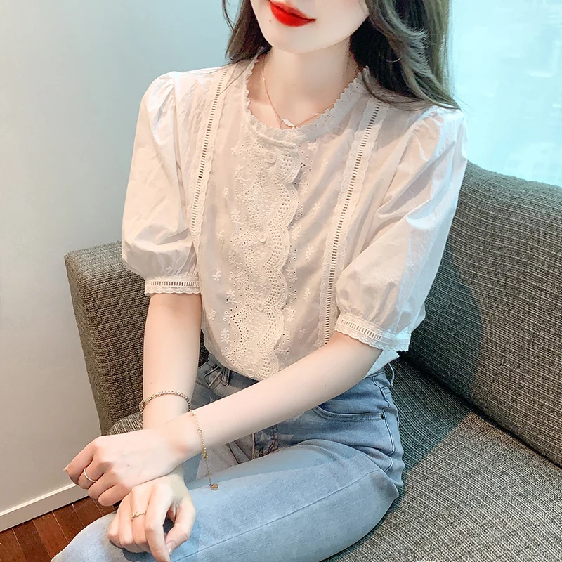 Women Blouses 2024 Summer Simple Short Sleeve  Woman's Shirts dropshipping sale