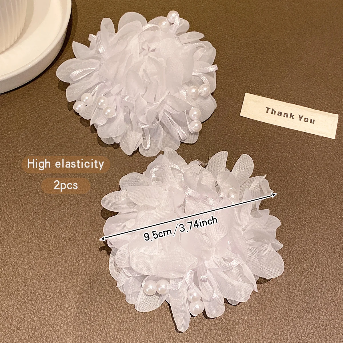 2 white hair accessories with sweet and cute floral headbands suitable for daily use