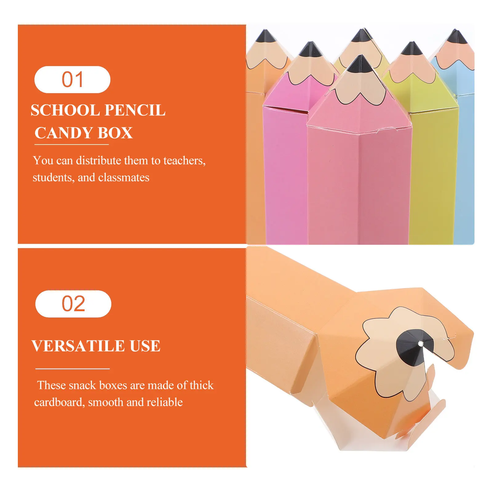 12Sets Pencil Candy Boxes Thickened Paper Favor Packaging Back to School Classroom Party Treat Boxes for Snacks Cookies Rewards