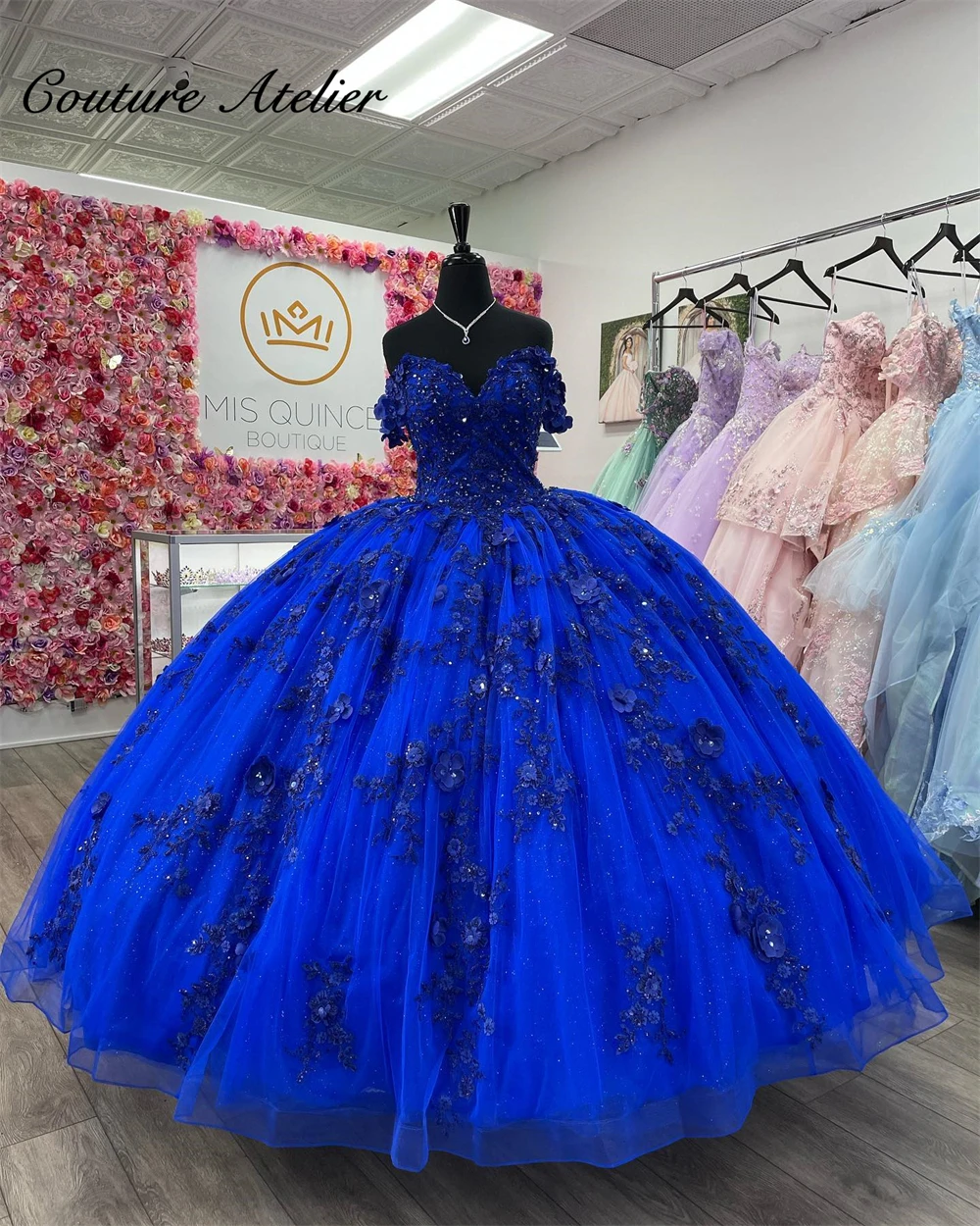 

Luxious Beaded Royal Blue Appliques Off The Shoulder Quinceanera Dresses For Short Girls Ball Gown Sweet 16 Dresses Birthday