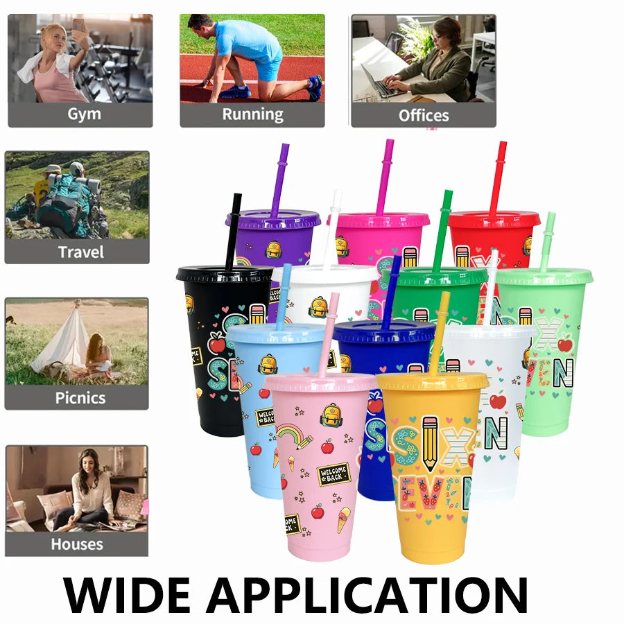 12Pcs/lot 67 Series Love Pencil 26oz Colored Plastic Tumbler Birthday Party Drinkware Homecoming Water Cup