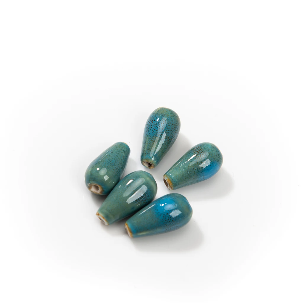 Handcrafted Ceramic Teardrop Beads Set 5 Pieces 25mm Multicolor Beads for DIY Jewelry Making