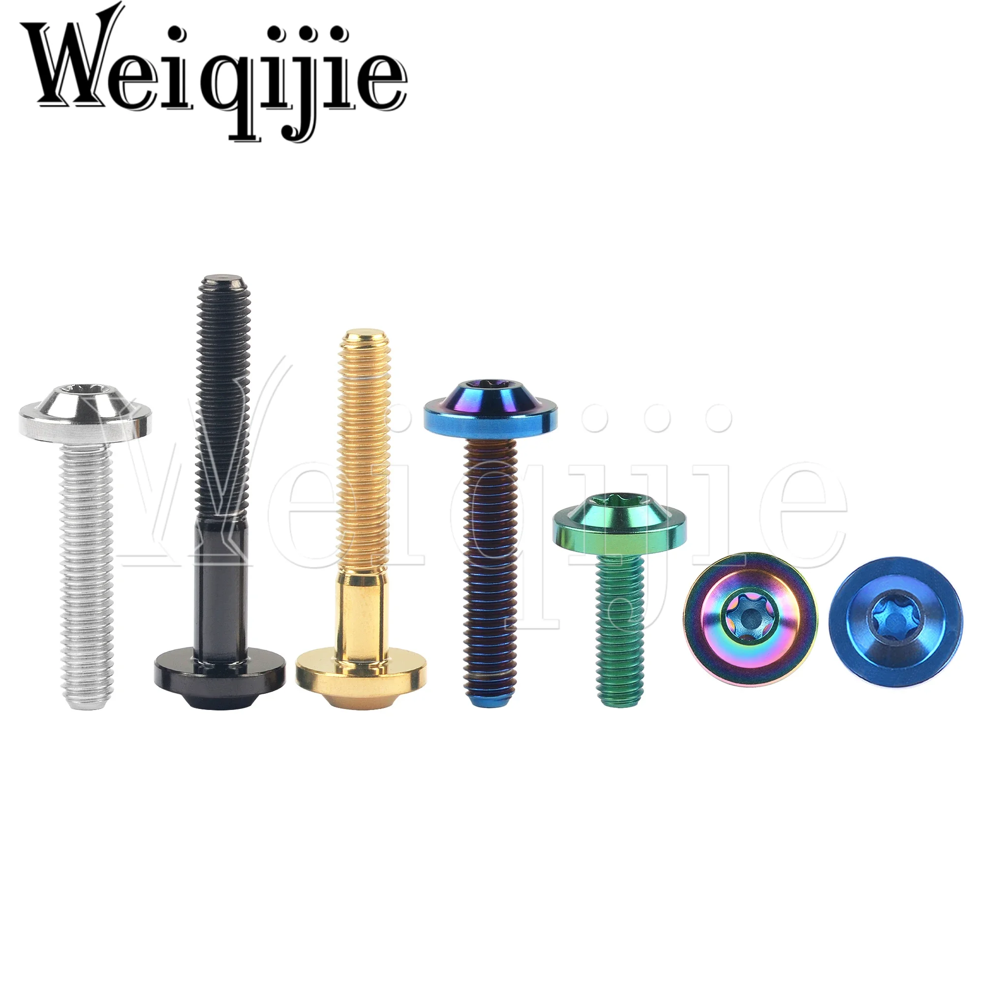 Weiqijie Titanium Bolt M5/M6/M8x10 12 15 20 25 30 35 40 50 60 70mm Torx Head Screw for Bicycle & Motorcycle Assembly Fasteners