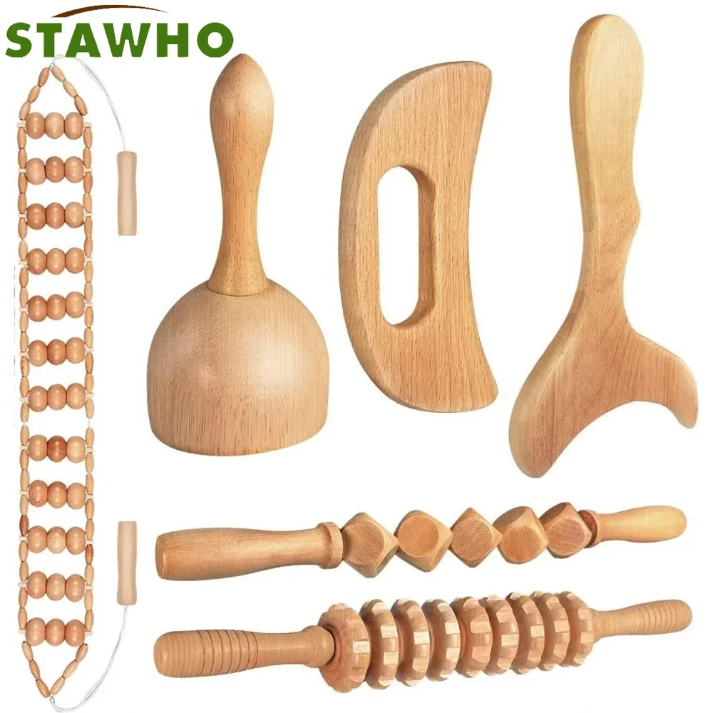 Wood Therapy Massage Tools for Body Shaping Set,Anti Cellulite Massager,Maderoterapia Kit,Lymphatic Drainage Massager Tools