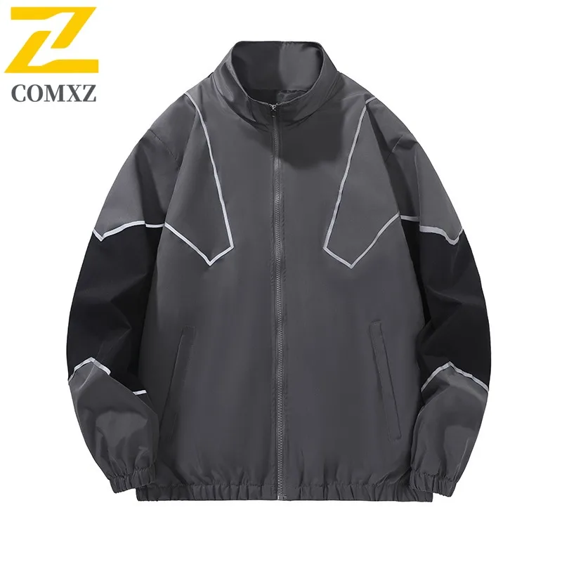 

COMXZ Мужская уличная куртка 2025 Премиум-стойка с воротником-стойкой, легкое пальто для кемпинга, повседневный стиль, удобные ветрозащитные мотоциклетные куртки