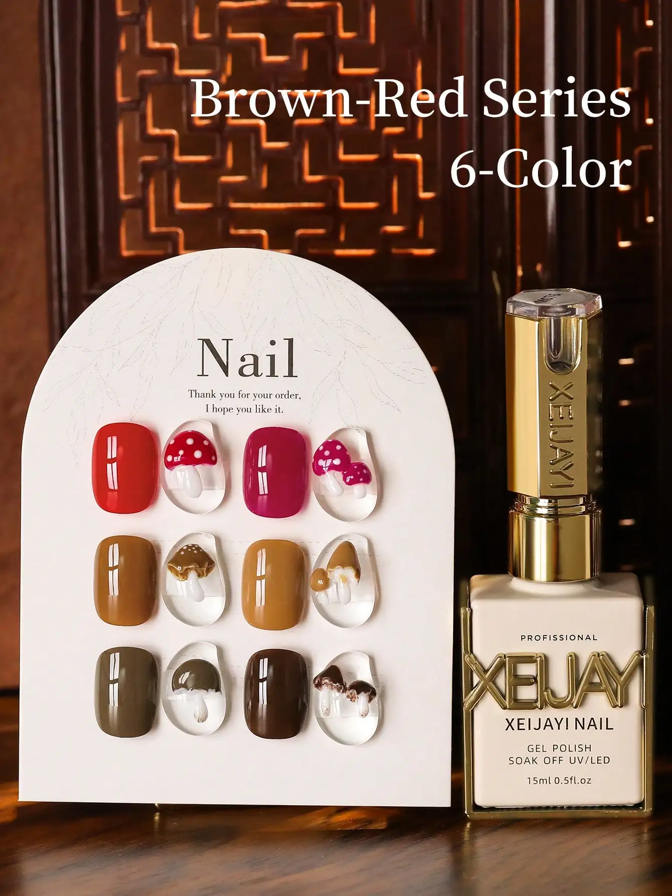 XEIJAYI 6 uds 15ml juego de esmaltes de uñas de Gel rojo marrón, Gel de uñas de remojo LED UV, semipermanente, Gel de Arte de uñas de calidad de salón DIY